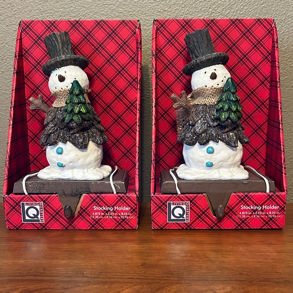 Stocking holders by Living Quarters, approximately 4.87”w x  3.25”d x 8.25”h.